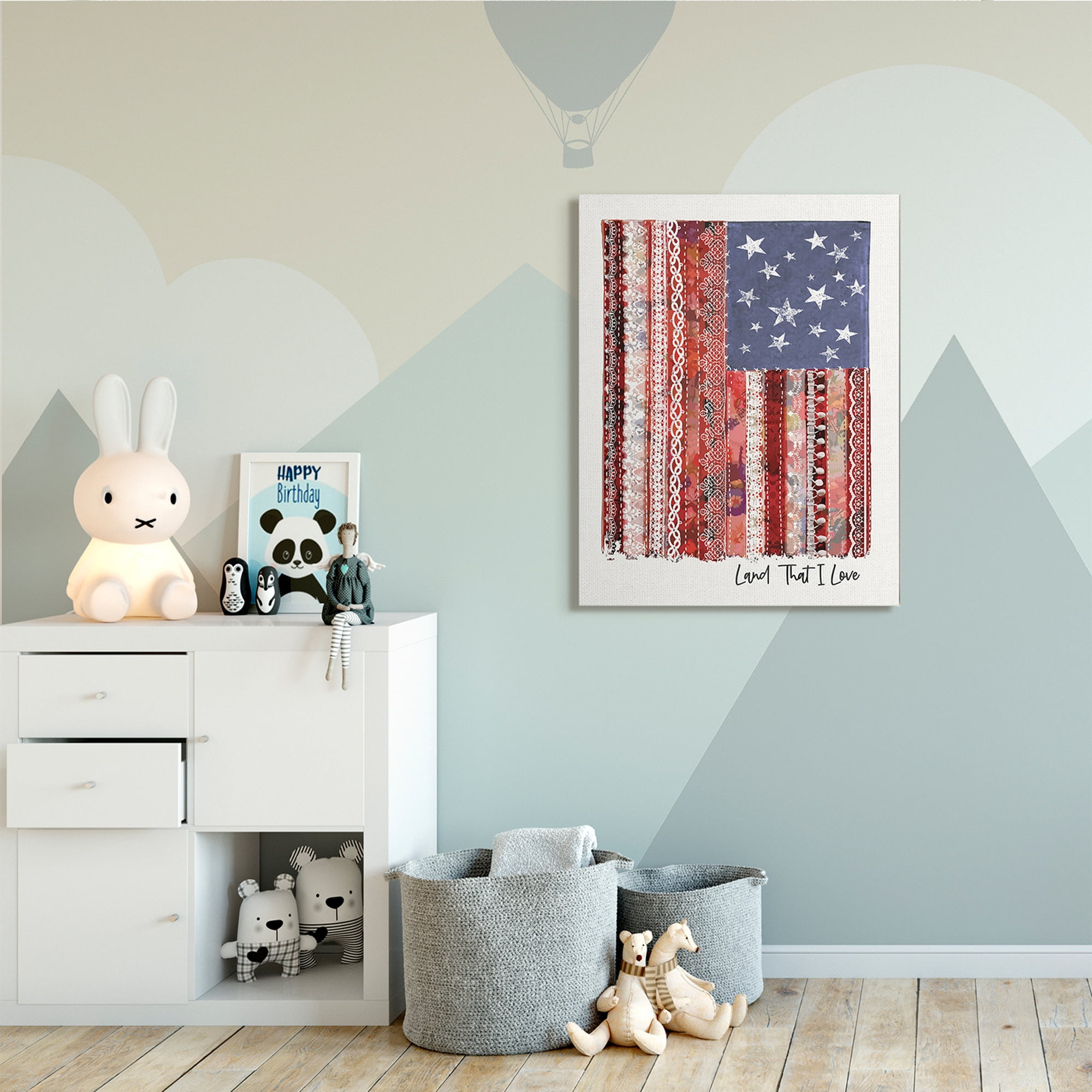 Stupell Industries Land That I Love Phrase Macramé American Flag,36 x 48,Designed by Erica Billups