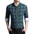thumbnail image 1 of Young Horse Men's Spring Contrast Plaid Long Sleeve Button-down Shirt Green 5XL Color:Green Size:5XL, 1 of 5