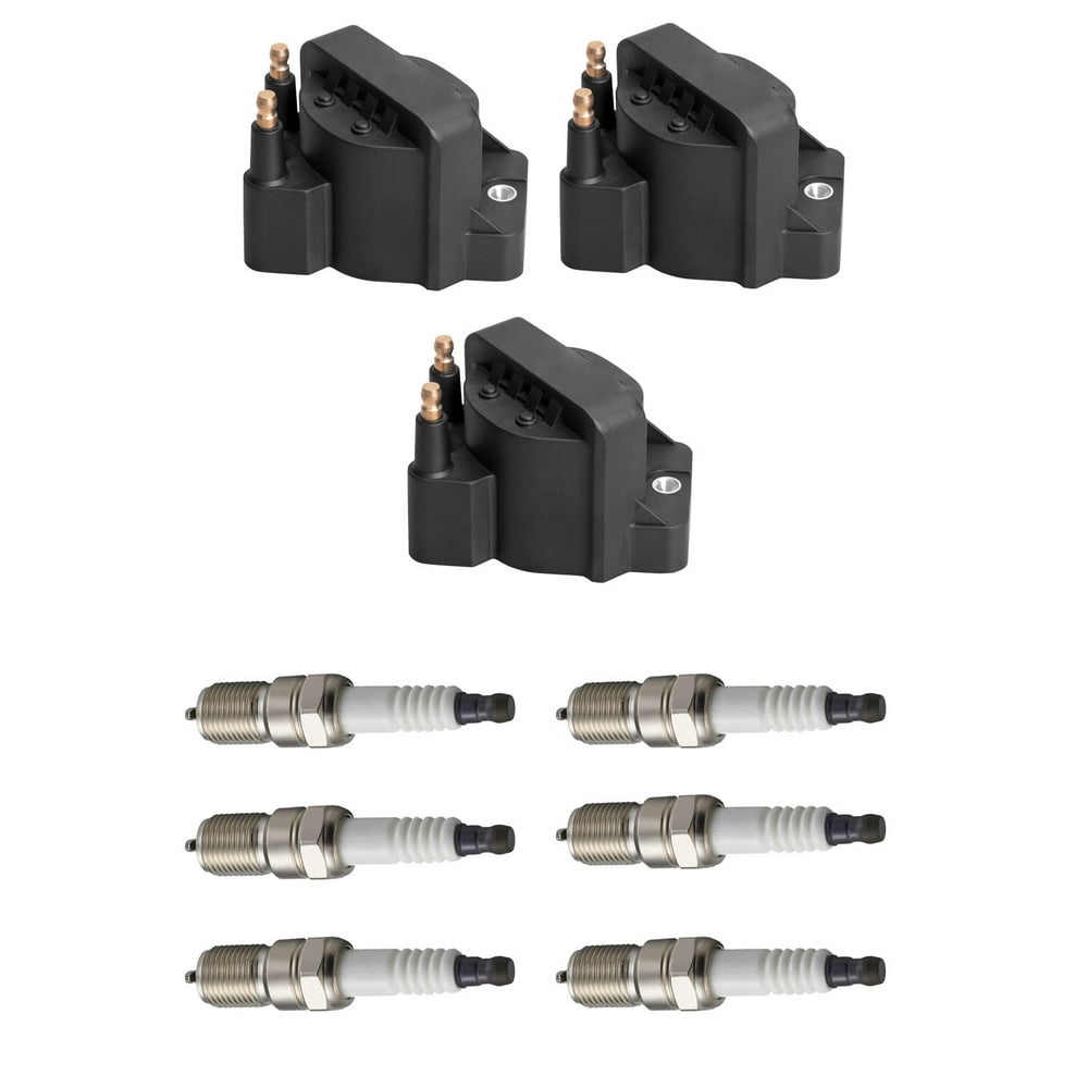 Set of 3 ISA Ignition Coils and 6 ISA Spark Plugs Compatible with 19871988 Buick Century 3.8L