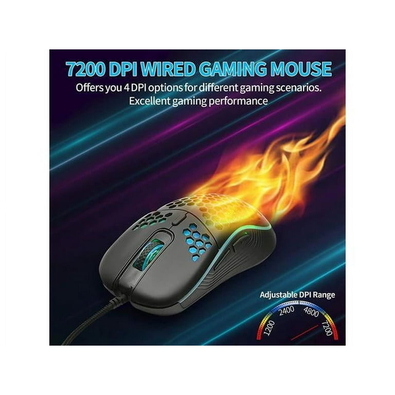  Honeycomb Wired Gaming Mouse, RGB Backlight and 7200 Adjustable  DPI, Ergonomic and Lightweight USB Computer Mouse with High Precision  Sensor for Windows PC & Laptop Gamers (Ceramic White) : Video Games
