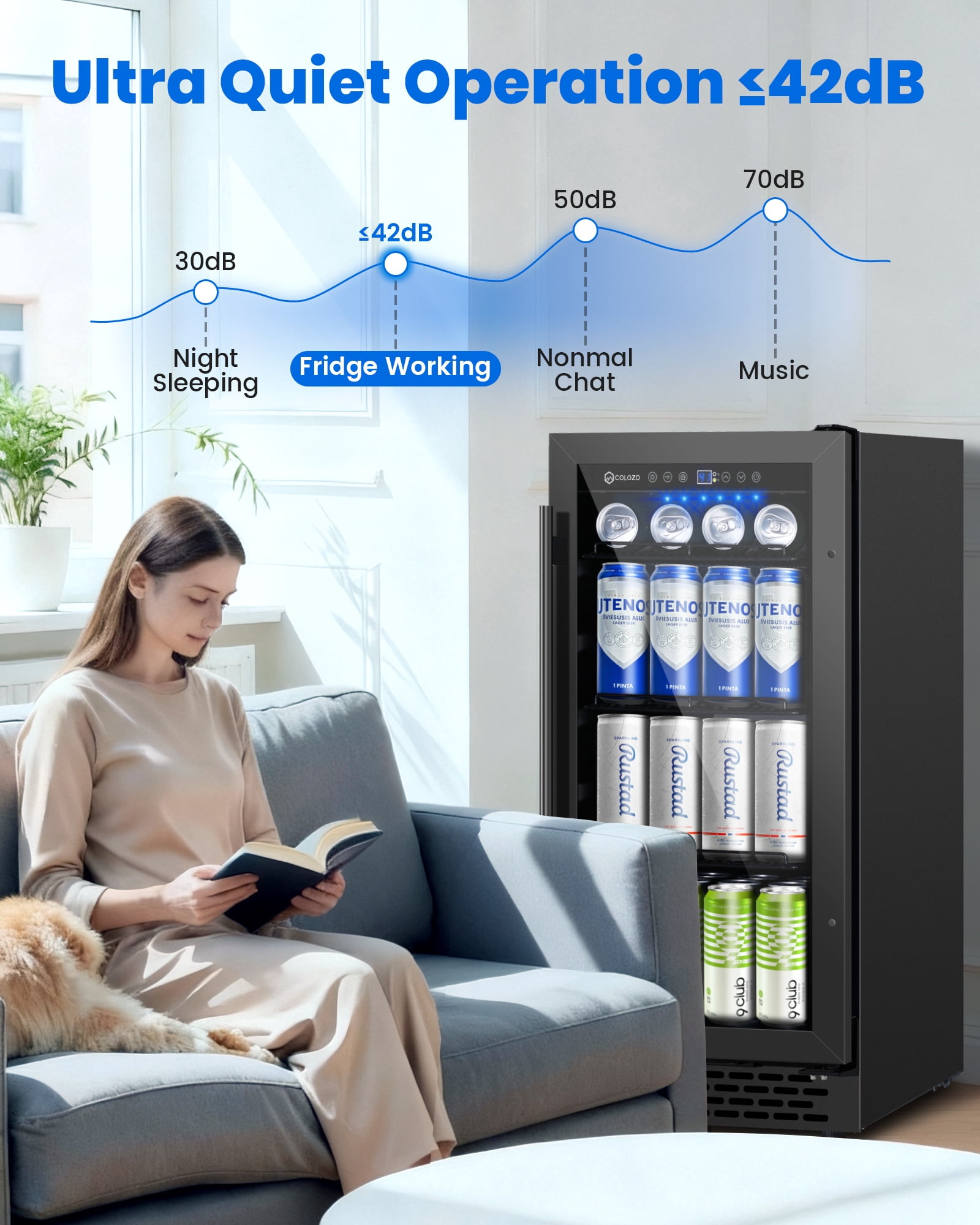COLOZO 15 inch Beverage Refrigerator,Freestanding Beverage Fridge Cooler for Home Bar