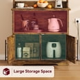 thumbnail image 6 of TROPOW Bakers Rack with Power Outlet and 2 Doors, 63" Tall Farmhouse Wood Microwave Stand with Hutch & 3 Shelves, Coffee Bar Cabinet with Thick Counter, Sturdy Frame, for Kitchen, 6 of 9