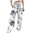 thumbnail image 2 of Zorckvet Women's Boho Pants Floral High Waisted Pants Flowy Wide Leg Trousers with Pockets Women Casual Lounge, 2 of 5