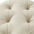 thumbnail image 6 of Inspired Home Kallan Beige Linen Ottoman - Tufted Allover, 6 of 7