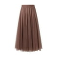 thumbnail image 3 of Clearance! Hontri Skirts for Women Women's Pleated Skirt Mesh Skirt Fairy Skirt Mid Length Long Skirt Dance Skirt Skirts for Women Coffee,M, 3 of 3