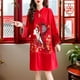 thumbnail image 3 of Vestido Qipao para dama, holgado, versátil, moderno, chino, para ir de compras Talla M Rojo, 3 of 9