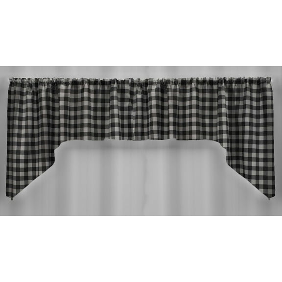 Buffalo Check Plaid Swag Panels by Penny's Needful Things (Set of 2) 24 Inch Long Swag Panels UNLINED (Light Gray)