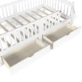 thumbnail image 5 of URTR Twin Size Montessori Platform Bed with Full-length Guardrails and 2 Drawers, Wooden Twin Low Profile Platform Bedframe with Cute Headboard for Bedroom, White, 5 of 9