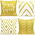 thumbnail image 1 of Fundas de almohada decorativas de 18.0 x 18.0 in, color amarillo, fundas de almohada para sofá, sala de estar, dormitorio, coche, granja al aire libre, funda de almohada moderna geométrica de lino cua, 1 of 1