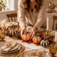 thumbnail image 4 of 4 Pcs 4 Inch Striped Artificial Pumpkins Halloween Pumpkin Decorations Fall Pumpkin Decor for Home Thanksgiving Halloween Tiered Tray Mantel Table Decor Red, 4 of 7