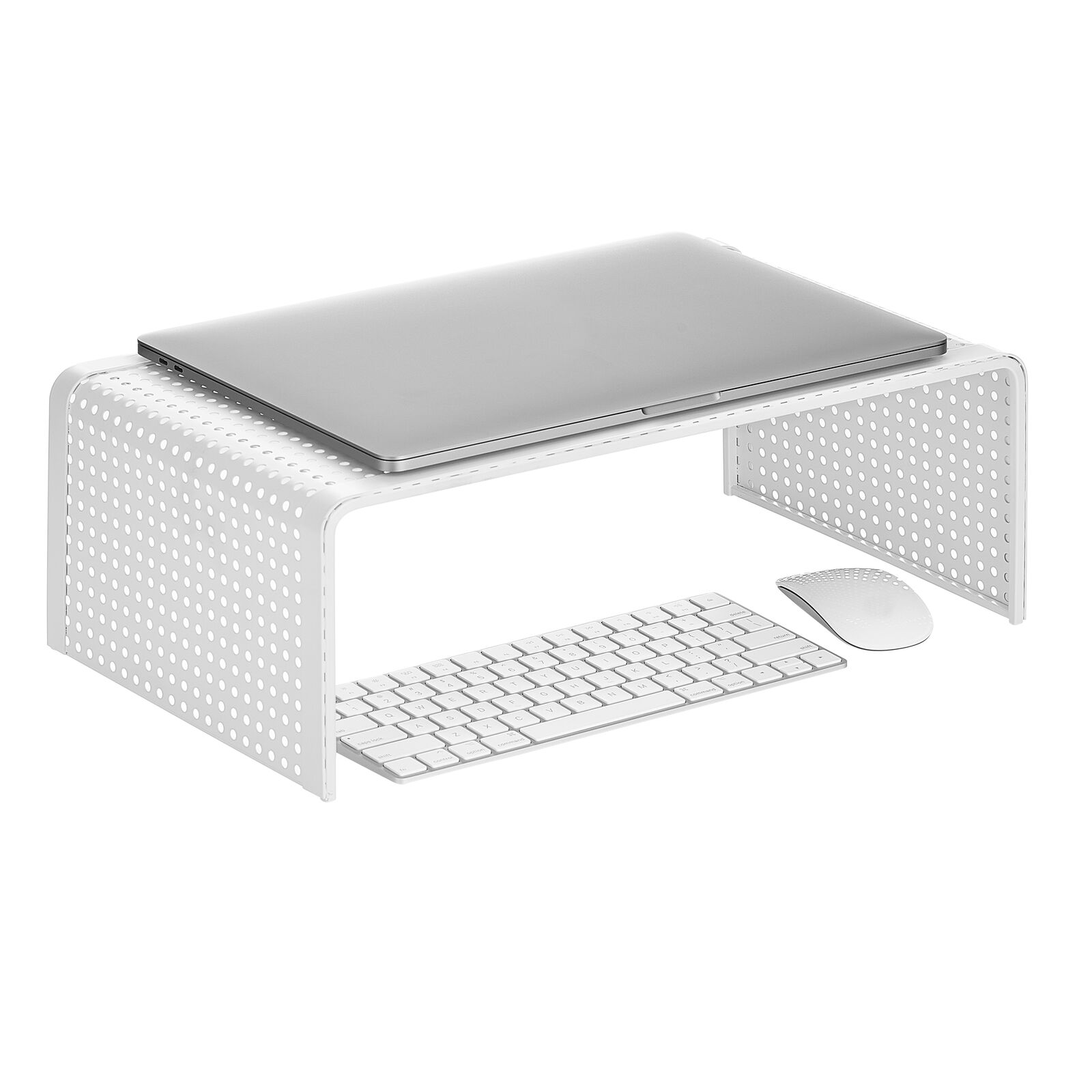 mDesign Flat Vented Metal Platform Table Large Riser Shelf for Laptop