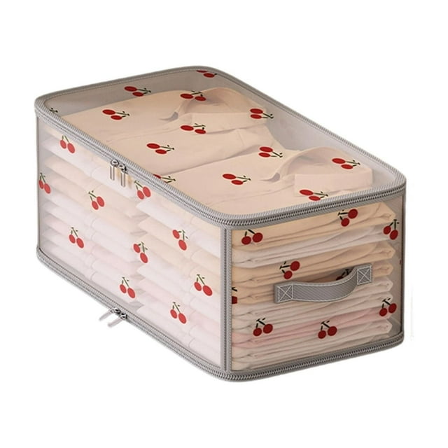Tauxra Cherries Pattern Foldable Fabric Storage Bin Large Capacity Closet Organizer For Bedroom Wardrobe Sweaters Blankets Pants Multi Size