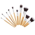 thumbnail image 3 of Kit de cepillos de cosméticos de fibra sintética Premium con mango de bambú profesional del sistema de brochas de maquillaje 10 Uds, 3 of 11