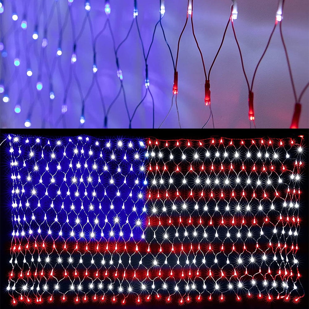 American Flag String Lights, 6.5ft×3.3ft Outdoor Indoor Light USA Flag