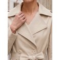 thumbnail image 5 of INSPIRE CHIC Elegant Women's Trench Coat Double Breasted Belted Lapel Outerwear for Spring and Urban Wear L Natural White, 5 of 6