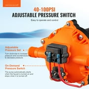 BENTISM 12V Water Pressure Diaphragm Pump, 70 PSI (40-100 PSI Adjustable) Self-Priming Pump 5.5 GPM Boat RV, 216W