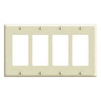 Leviton 80412-I 4-Gang Decora GFCI Rocker Switch Wall Plate, Standard Size Cover, Thermoset Plastic, Device Mount, Ivory