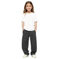 thumbnail image 6 of Baggy Sweatpants Boys Straight Leg Open Bottom Sweatpants with Pockets Teens Loose Fit Elastic Waist Sweat Pants 3-15Y, Black, 6 of 9
