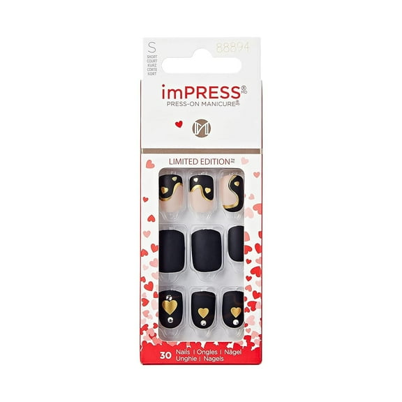 KISS imPRESS Press-On Manicure Limited Edition Valentine Nails, Heart Beat, 30 Count