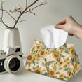 thumbnail image 2 of COEQINE Tissue Box Cover Organizer PU Leather Rectangle Facial Paper Holder Paper Tissue Holder for Bedroom Dresser, Tabletop, Dinner Table, Office Desk, Hummingbird Sunflower Letter, 2 of 7