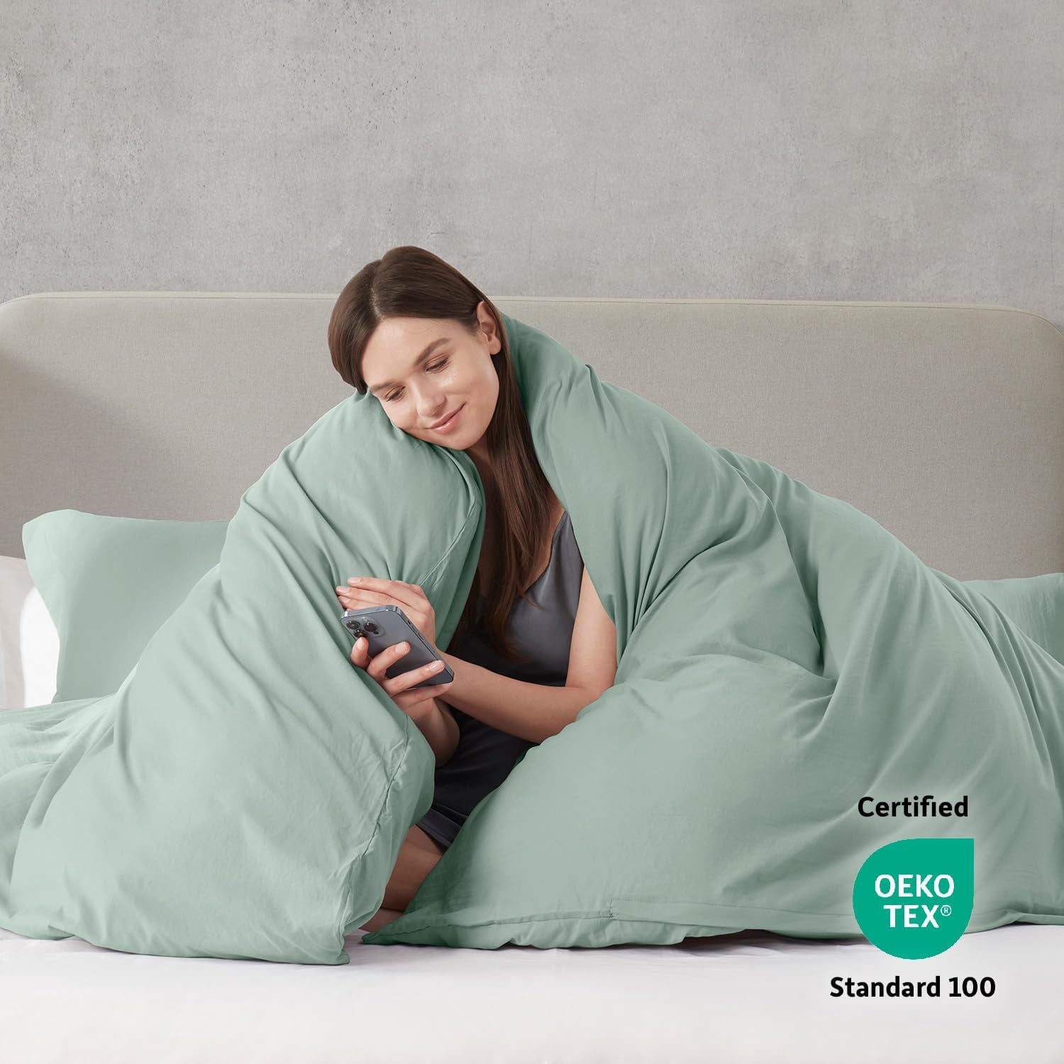 LammaLoe Duvet Cover Twin/Twin XL Size, Soft Prewashed 2-Piece Duvet Cover Bedding Set with 1 Pillow Sham, Sage Green