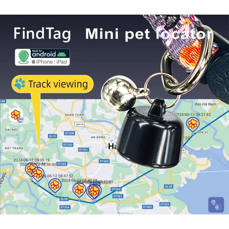 YUNOVA FindTag Mini Pet GPS Tracker - 2.7g Ultra-Lightweight
