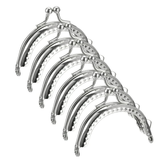 Uxcell Metal Purse Frames, 2.6" 6Pack Kiss Lock Clasp Frame for Coin Bag Sewing DIY, Silver