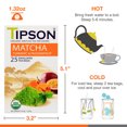 thumbnail image 5 of Tipson Organic Matcha Green Tea - Organic Turmeric and Natural Passionfruit Flavor - 25 Foil Enveloped Double Chambered Bags - Antioxidant Benefits - Energy, 5 of 8