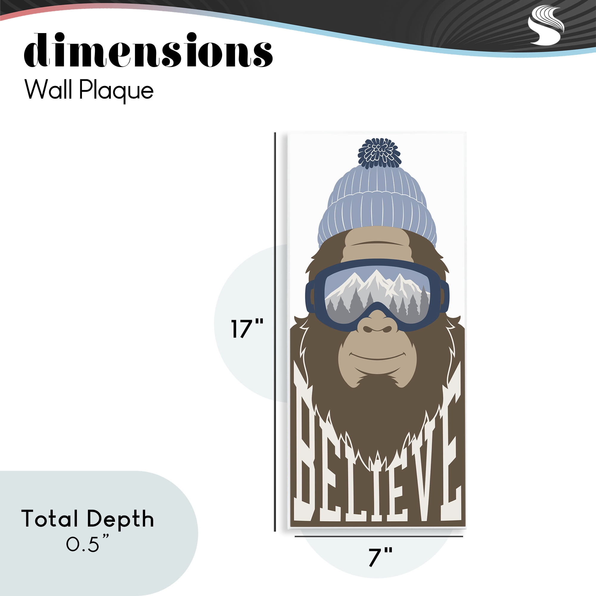 Believe Winter Bigfoot Wall Plaque Art, design by Marcus Prime