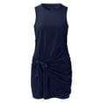 thumbnail image 5 of gakvbuo Summer Dresses for Women 2023 Summer Dresses Vacation Outfits for Women Casual Sleeveless Beach Tank Dress Bodycon Ruched Tie Waist Mini Dresses, 5 of 7