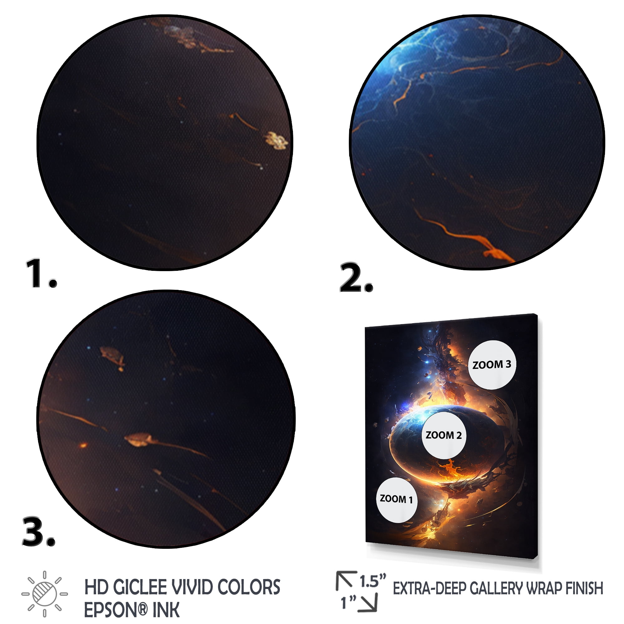 Designart Deep Space Planet Fusion IX Canvas Wall Art