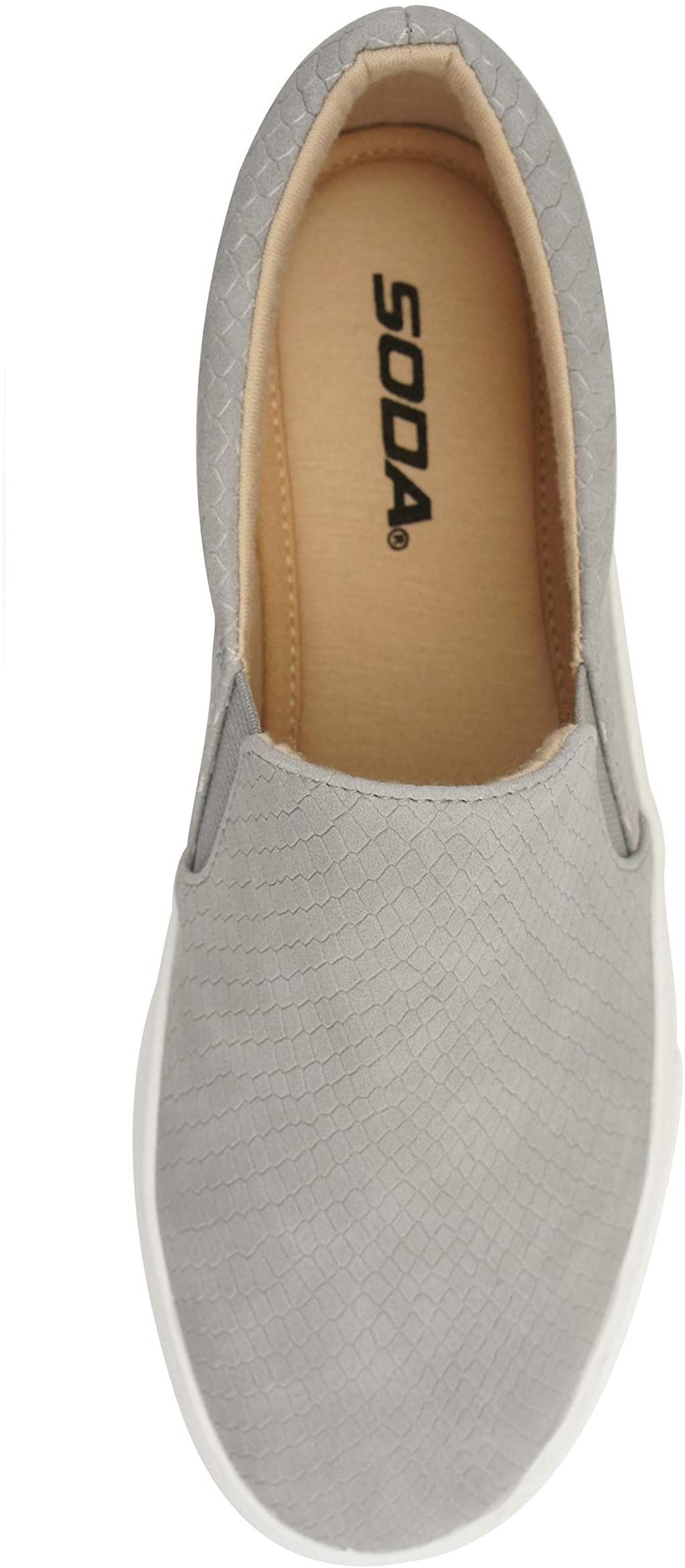 Soda Flat Women Shoes Slip On Loafers Casual Sneakers Memory Foam Insoles Hidden Platform / Flatform Round Toe HIKE-G PU Gray Cobra Snake 9 - image 3 of 5