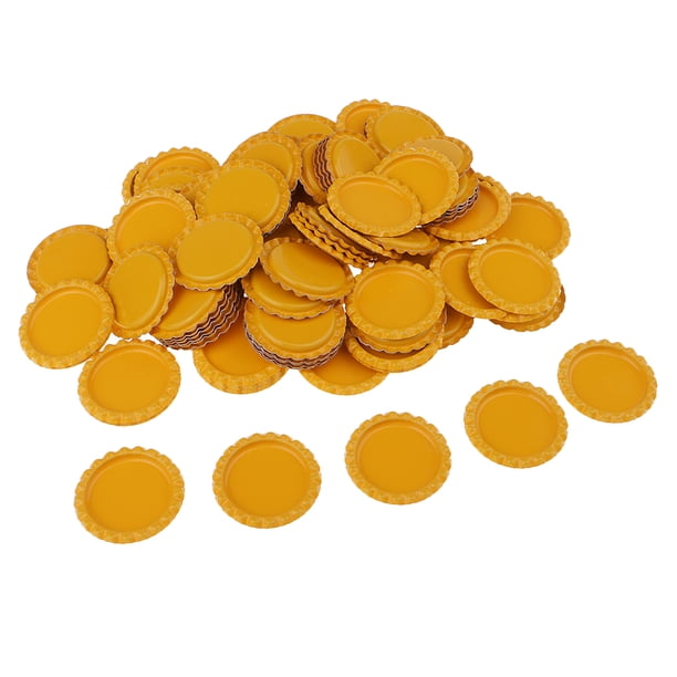 100 Unidades Plana Doble Cara Linerless Tapas De Botellas Aplanado Artesanía Adornos Hallazgos Para DIY Arcos Del Pelo Colgante Niños Decoración Del Arte 25mm Amarillo Soledad Tapa de la botella decorativa