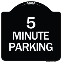 SignMission Designer Series Sign - 5 Minute Parking | Black & White 18" X 18" Heavy-Gauge Aluminum Architectural Sign | Protect Your Business & Municipality | Made in the USA