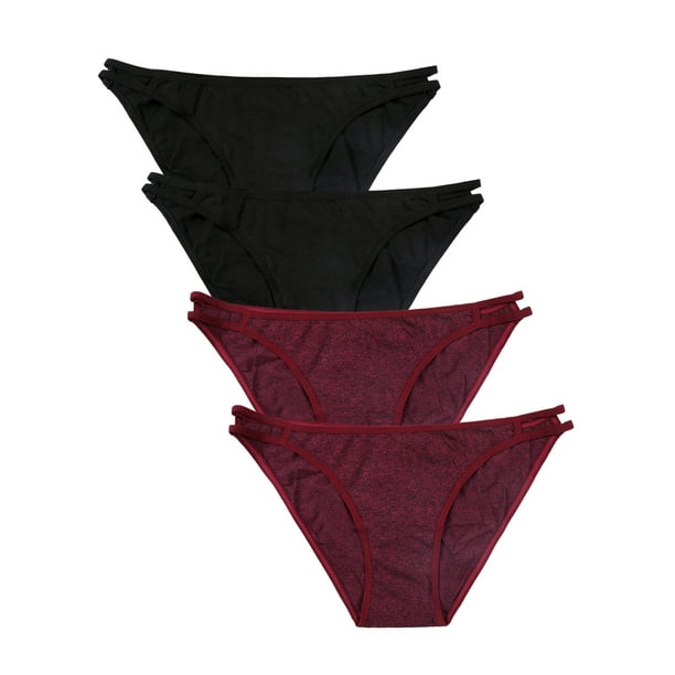 Charmo Women's Cheeky String Bikini Panties Soft Cotton Underwear Thongs 4  Pack