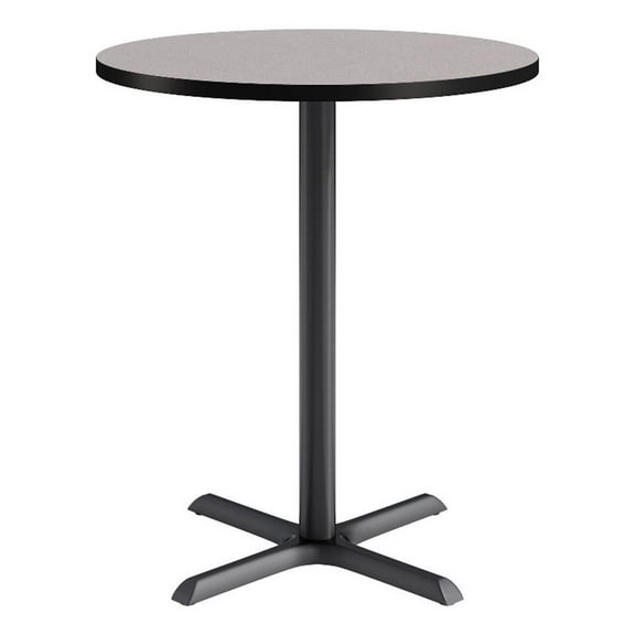 KFI Studios 36in Round Dining Table - 42in H - Gray Top - Black Base