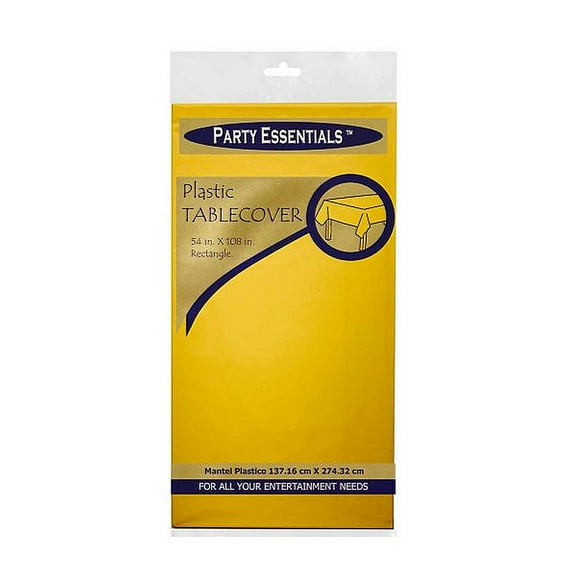 1 - Party Essentials 54" X 108" Heavy Duty Rectangular Plastic Table Covers - Harvest Yellow