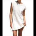 thumbnail image 3 of Vestido Minivestido de Punto Elástico con Hombros Descubiertos y Mangas para Mujer, Suelto, Liso, para Vacaciones. Cremoso S, 3 of 7