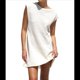 thumbnail image 3 of Vestido Minivestido de Punto Elástico con Hombros Descubiertos y Mangas para Mujer, Suelto, Liso, para Vacaciones. Cremoso S, 3 of 7