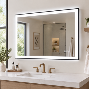 40 x30 Led Bathroom Mirror Black Framed