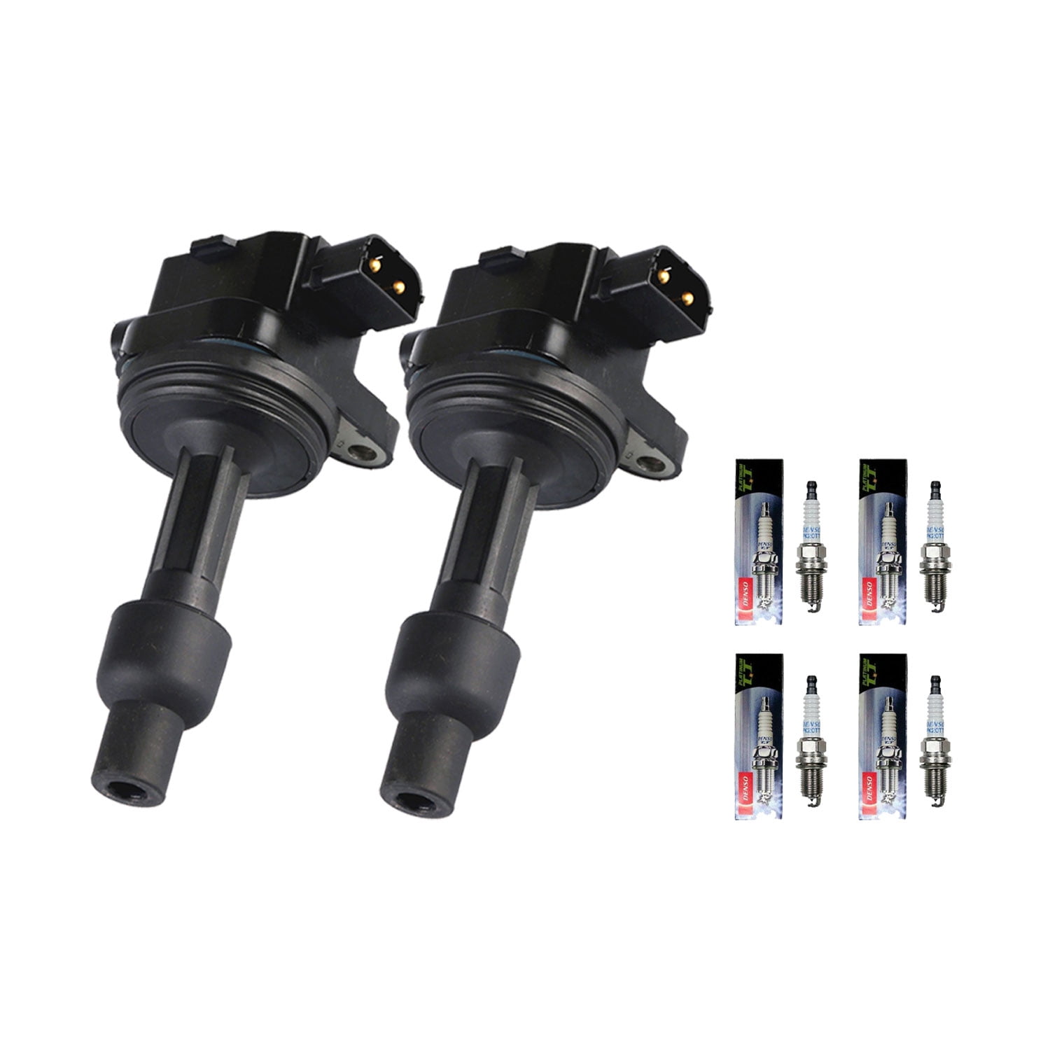 Set of 2 ISA Ignition Coils and 4 Denso Spark Plugs Compatible with