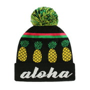 Aloha Pineapple Pom Pom Beanie Fun Novelty Hats