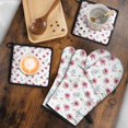 thumbnail image 5 of Pioneer Flower Floral Print Pattern 2-Pack Oven Mitts Set, Heat Resistant Kitchen Gloves, 7.7" X 12", 5 of 6