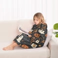 thumbnail image 4 of Halloween Ghosts Pumpkins and Haunted Houses Blanket Hoodies for Kids 6-13YR Oversize Wearable Blanket Hoodies for Boys Girls Teens, 4 of 7