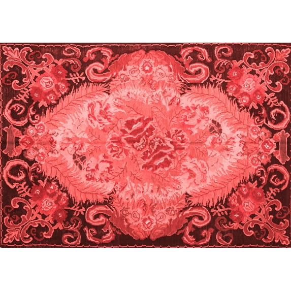 Ahgly Company Indoor Rectangle Medallion Red French Area Rugs, 5' x 8'