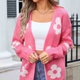 thumbnail image 4 of CaiJunJia Sweaters for Women Fall Winter Women's Casual Cardigan Sweaters Flower Lightweight Coat Round Neck Knitted Button Down Cardigans, 4 of 6