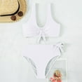 thumbnail image 6 of MIXUE Swim Suits for Women Solid Color High Waisted Bikini Sets for Women Block Two Piece Drawstring Swimwears Bathing Suits,White,S, 6 of 7