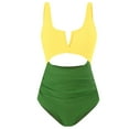 thumbnail image 4 of WREESH Mommy and Me Swimsuits for Women Cutout One Piece Swimsuit Swimwear Parent-Child Outfit Mother Daughter Swimsuit Set Adult Bodysuit Swimsuit Green, 4 of 6