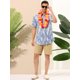 thumbnail image 3 of Camisas de playa de verano para hombres Cierre de botones Camisa casual con patrón estampado de ajuste clásico Azul L Unique Bargains Camisa, 3 of 6