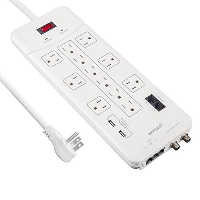 OviiTech 12 Outlet AllInOne Mountable Surge Protector Power Strip